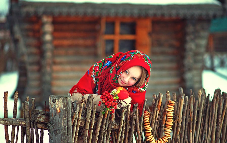 Sexy girl Women in Slavic costumes in Zagreb