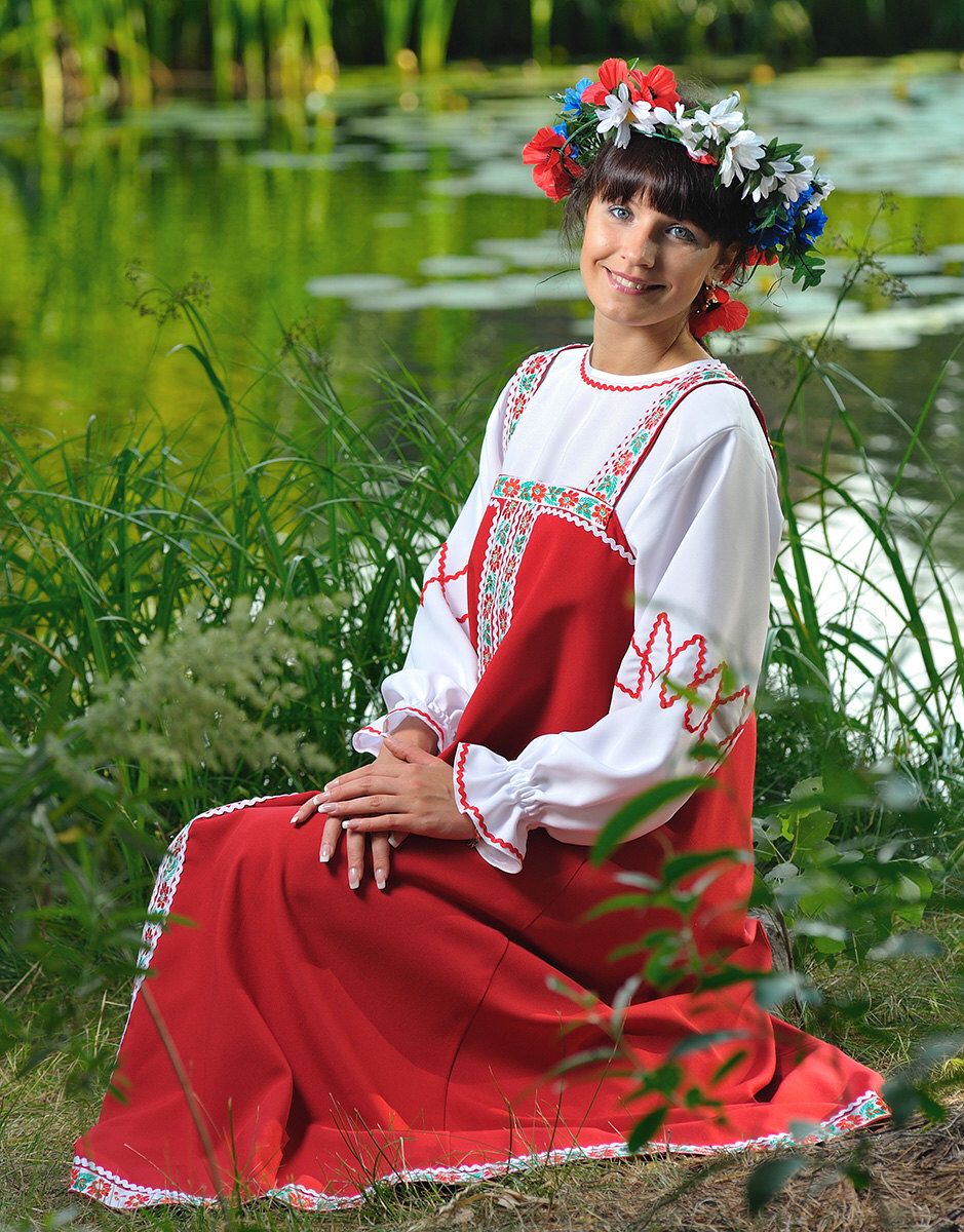 Beautiful girl Girls in Slavic costumes in Zagreb