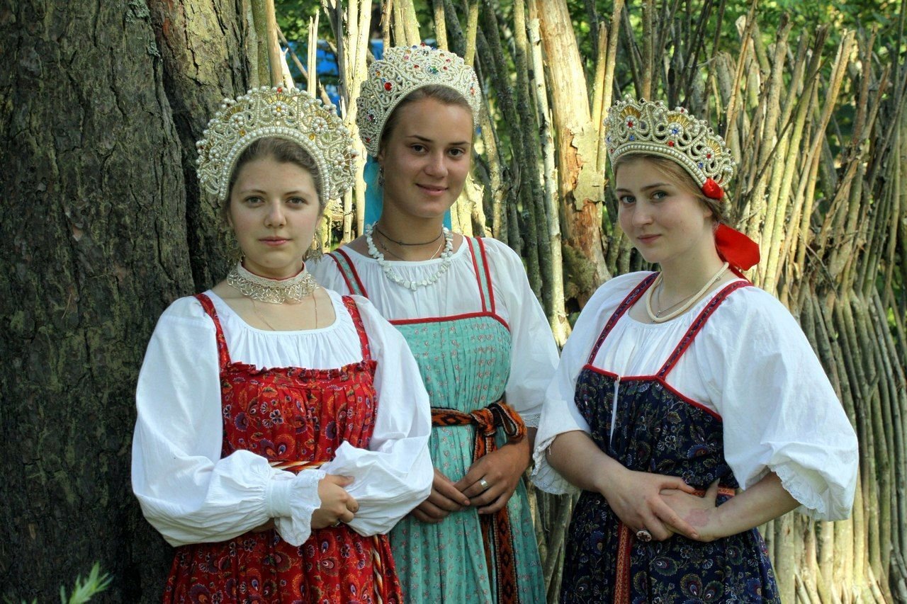 Sexy model Girls in Slavic costumes in Zagreb